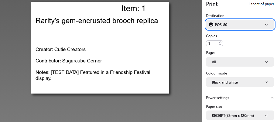 Admin slip print setup screenshot