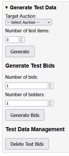 Maintenance generate test data screenshot