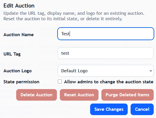 Manage Auctions edit auction screenshot